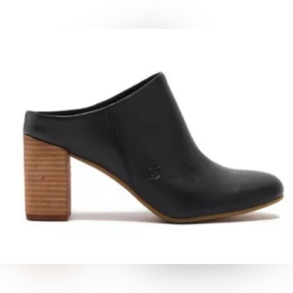Born Todd Heeled Mules Black With Chunky Heel 8